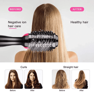 3 in 1 One Step Hair Dryer Brush Hot Air Styler Hair Straightener Curler & Blow Dryer Brush for Women - Image 2