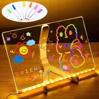 H8046d3669ac4422aa2f7f806cf12865fK 3D LED Luminous Message Board Light – Portable Acrylic Dry Erase Writing Sign Board for Kids & Home Decor - Image 1