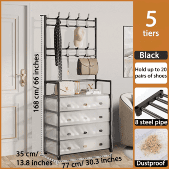 Dustproof Coat & Shoe Rack – Multi-Layer Wardrobe Organizer with Protective Cover - Image 2