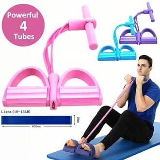 4-Tube Cotton & Polyester Resistance Band Wrist Strap Set for Strength Training, Yoga, and Full-Body Workout – Home Gym Equipment for Arms, Abdomen, Waist & Flexibility Training - Image 1