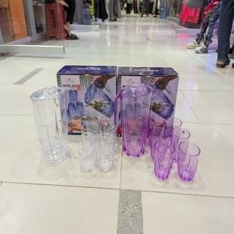 Acrylic Unbreakable Jug Set with 6 Glasses – Premium Leaves Cut Design Water & Juice Serving Set - Image 5