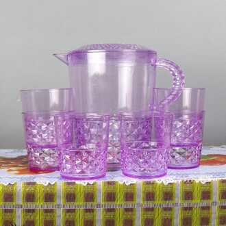 Acrylic Unbreakable Jug Set with 6 Glasses – Premium Acrylic Water & Juice Serving Set with Elegant Leaves Cut Design - Image 5