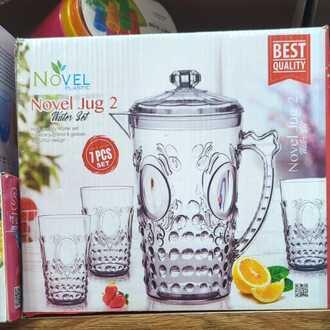 Premium Acrylic Unbreakable Jug Set with 6 Glasses – Elegant Leaves Cut Design Water & Juice Serving Set - Image 4