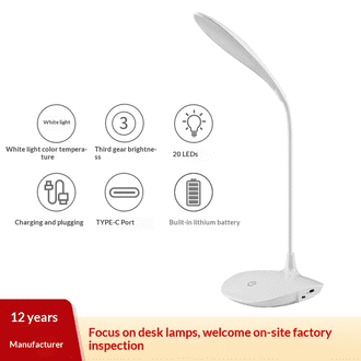LED Desk Lamp – Portable Touch Control Eye Protection Table Light, 3 Brightness Levels, USB Rechargeable Cordless Study Lamp for Home, Office, and Reading - Image 5